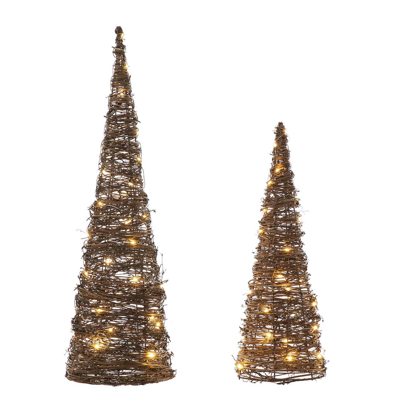 Glitzhome® Pre-Lit Rattan Christmas Table Tree Décor Set